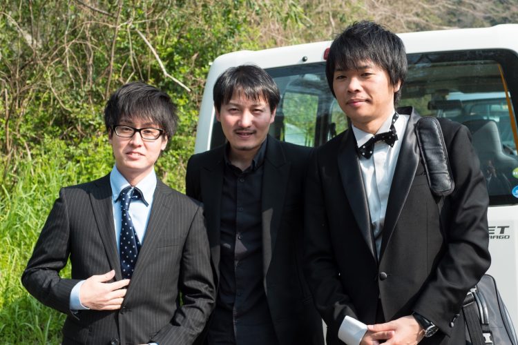 四万十映画祭にて左:下向監督、右:渡邉監督、中央は両監督作品に出演している星能豊